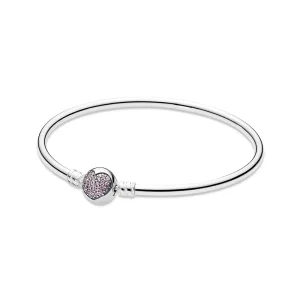 (slika za) PANDORA Circle of Love, roza srček Cz Bangle - 590716PCZ