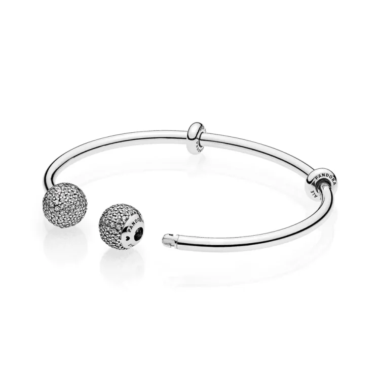 PANDORA Odprta zapestnica, prozorna CZ - 596438CZ