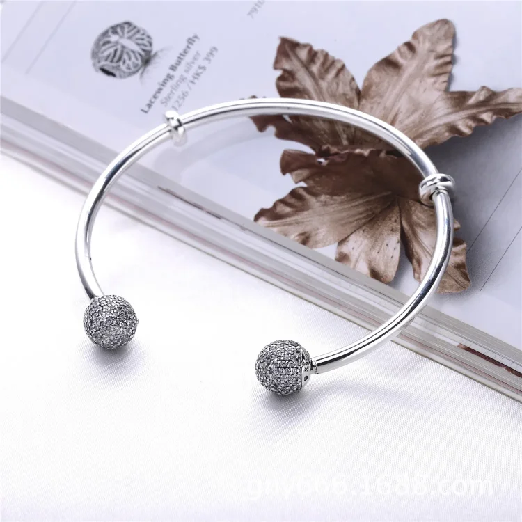 PANDORA Odprta zapestnica, prozorna CZ - 596438CZ