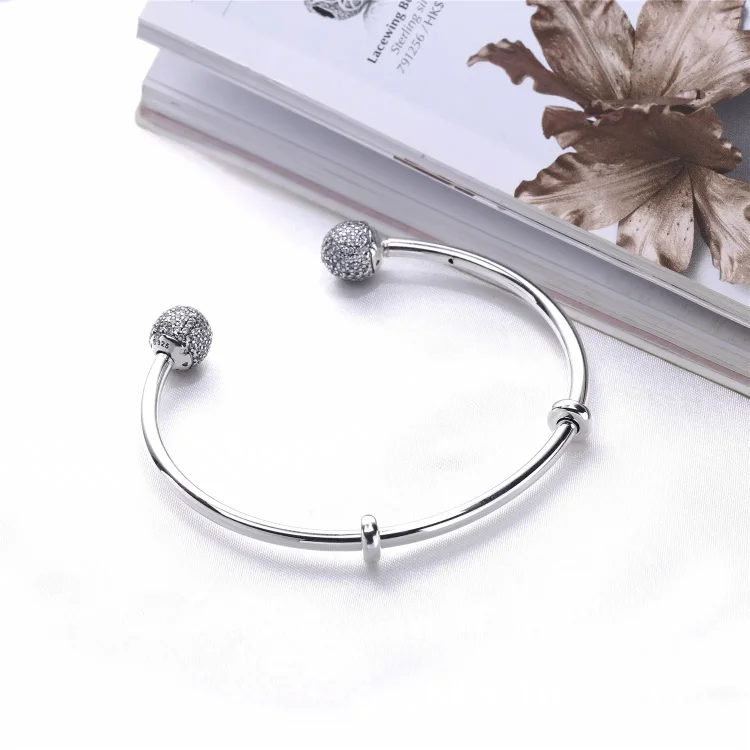 PANDORA Odprta zapestnica, prozorna CZ - 596438CZ