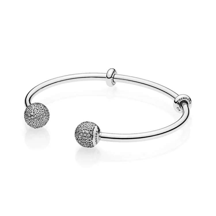 PANDORA Odprta zapestnica, prozorna CZ - 596438CZ