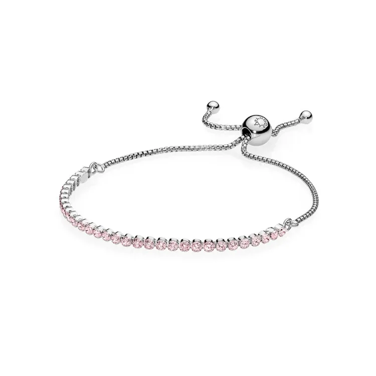 PANDORA Rožnata bleščeča zapestnica, roza CZ - 590524PCZ