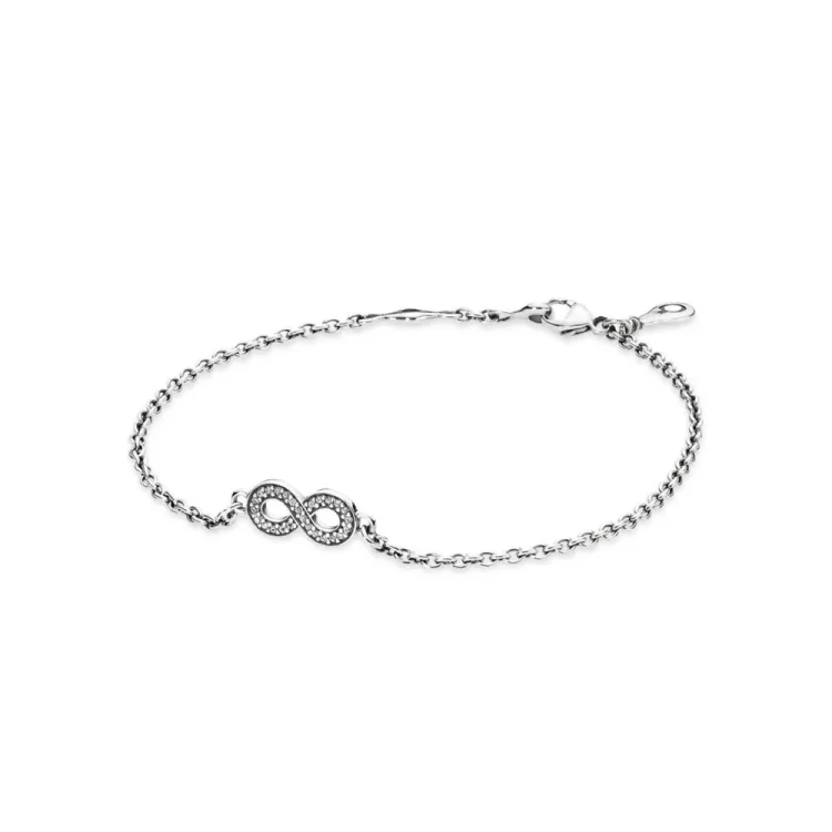PANDORA zapestnica s simbolom neskončnosti, prozorna CZ - 590509CZ