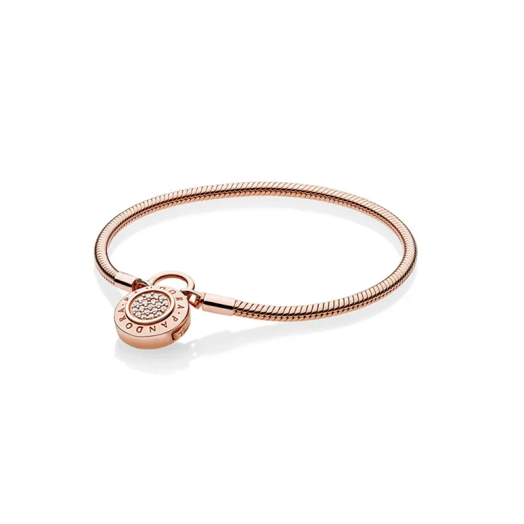 Smooth PANDORA Rose™ zapestnica, značilna ključavnica, prozorna CZ - 587757CZ