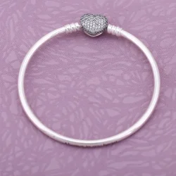 Srebrna zapestnica PANDORA Moments Always In My Heart - 590722CZ