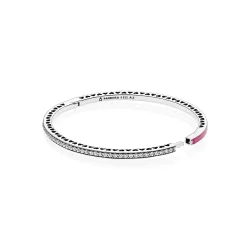 Zapestnica Radiant Hearts of PANDORA, emajl Radiant Orchid & Clear CZ - 590537EN69