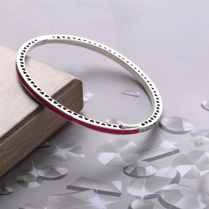 (slika za) Zapestnica Radiant Hearts of PANDORA, emajl Radiant Orchid & Clear CZ - 590537EN - Ogled 3