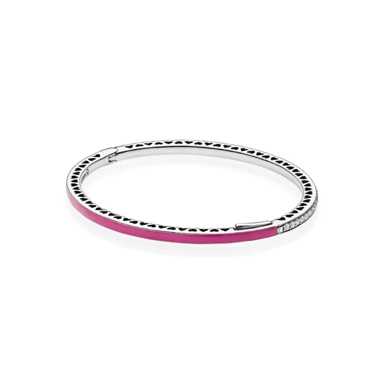 Zapestnica Radiant Hearts of PANDORA, emajl Radiant Orchid & Clear CZ - 590537EN69