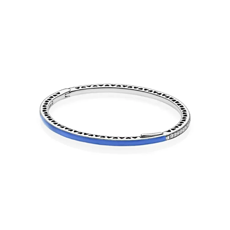 Zapestnica Radiant Hearts of PANDORA, Princess Blue Enamel & Clear CZ - 590537EN82