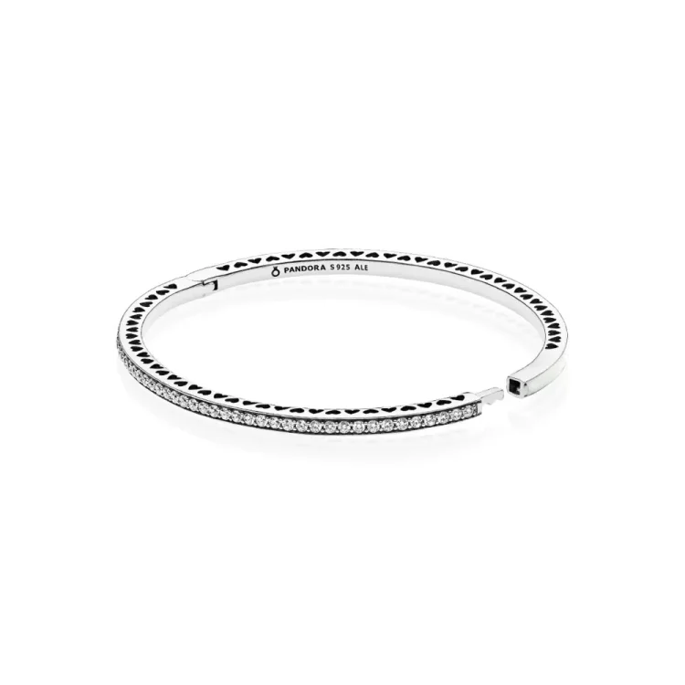 Zapestnica Radiant Hearts of PANDORA, srebrni emajl in prozoren CZ - 590537EN23