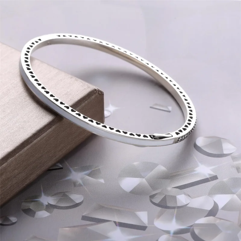 (slika za) Zapestnica Radiant Hearts of PANDORA, srebrni emajl in prozoren CZ - 590537EN23 - Ogled 3