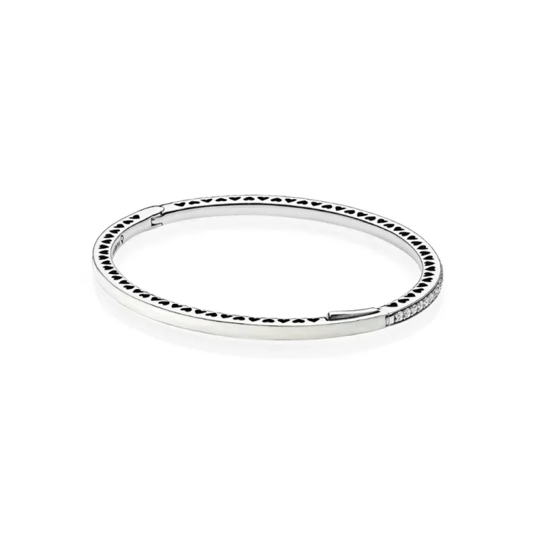 Zapestnica Radiant Hearts of PANDORA, srebrni emajl in prozoren CZ - 590537EN23