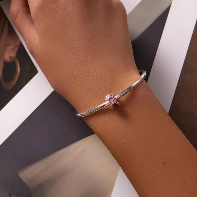 (slika za) Distančni obesek z roza rožami v stilu Pandora - SCC2139 - Ogled 5