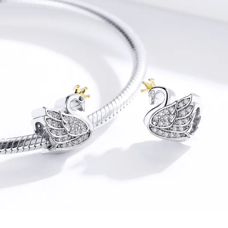 (slika za) Dvobarvni dvobarvni obesek princesa labod v slogu Pandora - SCC1343 - Ogled 4