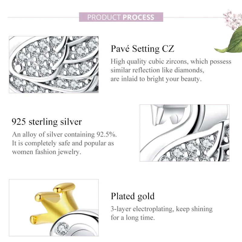 (slika za) Dvobarvni dvobarvni obesek princesa labod v slogu Pandora - SCC1343 - Ogled 8