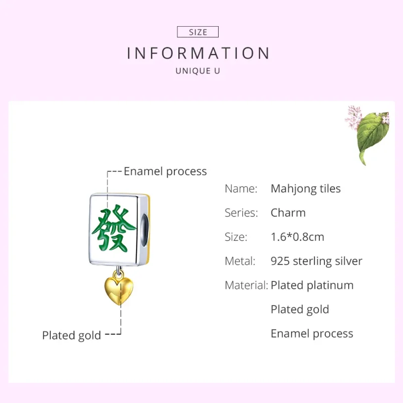 (slika za) Dvobarvni dvobarvni obesek s ploščicami Mahjong v slogu Pandora - SCC1751 - Ogled 7