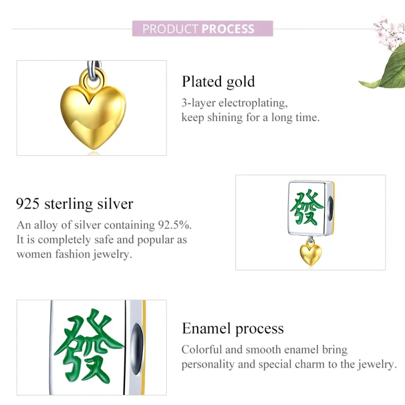 (slika za) Dvobarvni dvobarvni obesek s ploščicami Mahjong v slogu Pandora - SCC1751 - Ogled 8