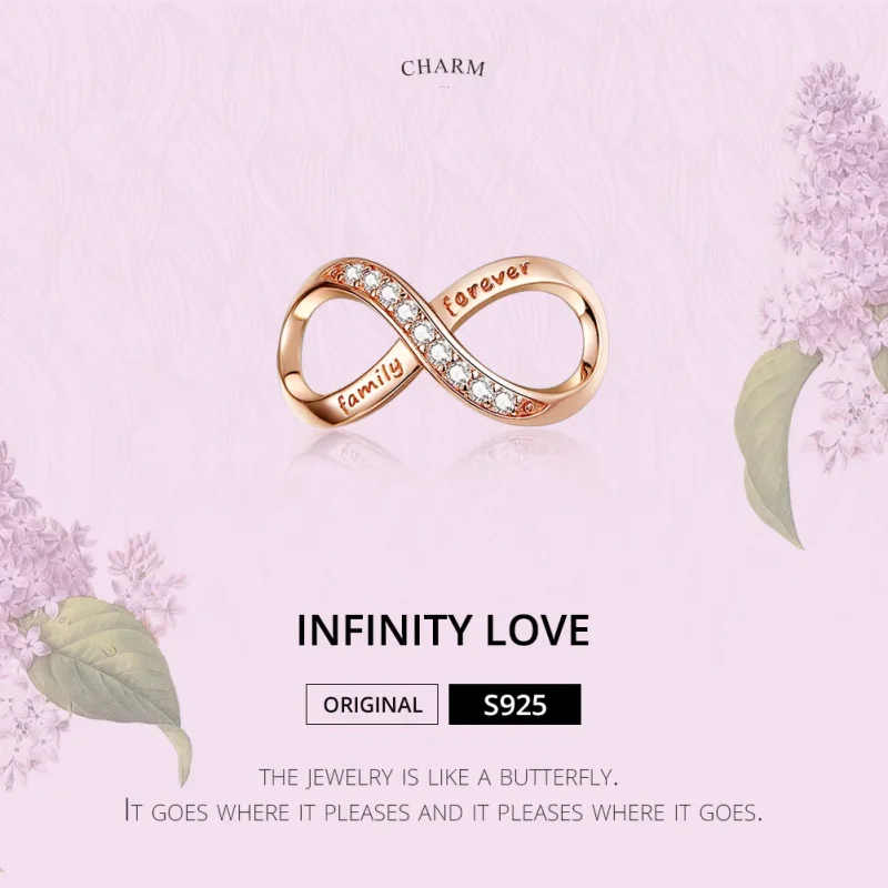 (slika za) Neskončni obesek iz rožnatega zlata v stilu Pandora - SCC1146-C - Ogled 2