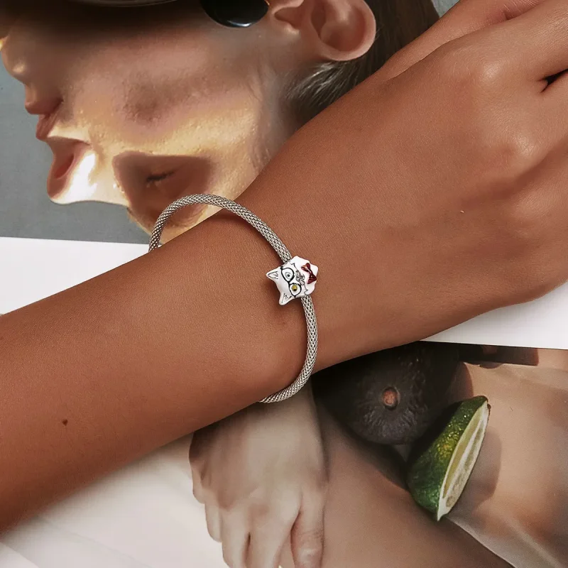 (slika za) Obesek Bela mačka v stilu Pandora - SCC2093 - Ogled 6