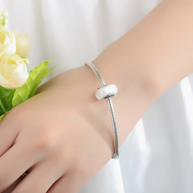 (slika za) Obesek iz belega muranskega stekla Pandora Style - SCZ002 - Ogled 6