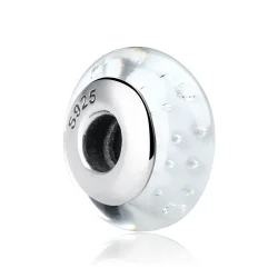 Obesek iz belega muranskega stekla Pandora Style - SCZ002