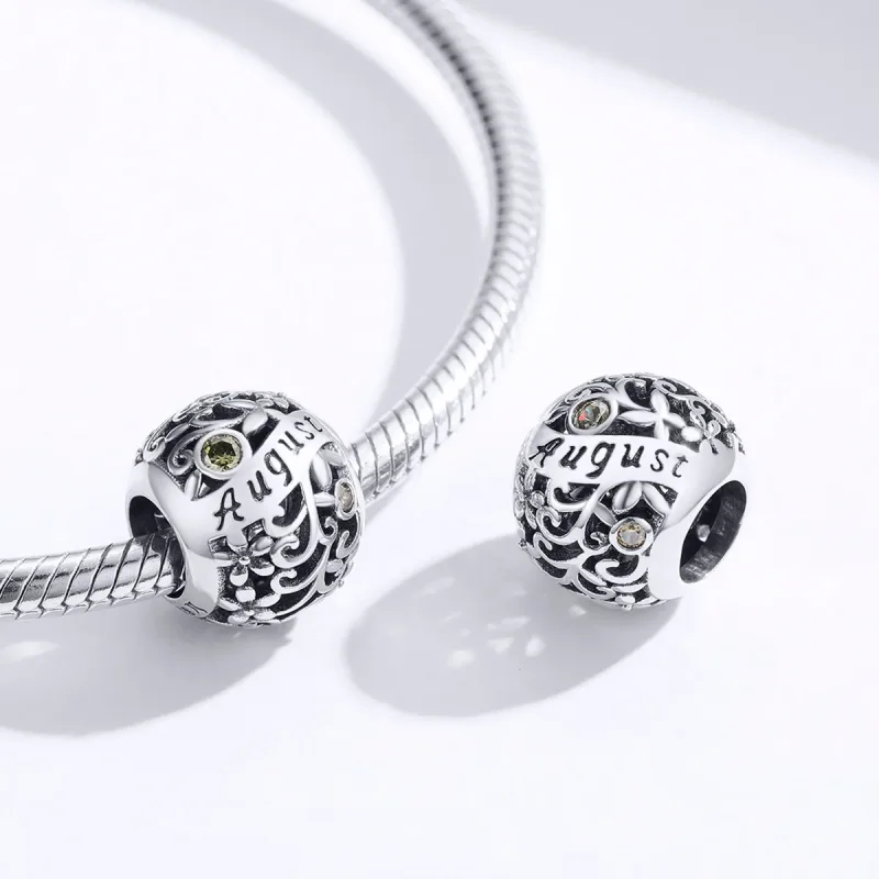 (slika za) Obesek iz srebrnega rojstnega kamna v slogu Pandora Avgust Peridot - SCC1385-8 - Ogled 3