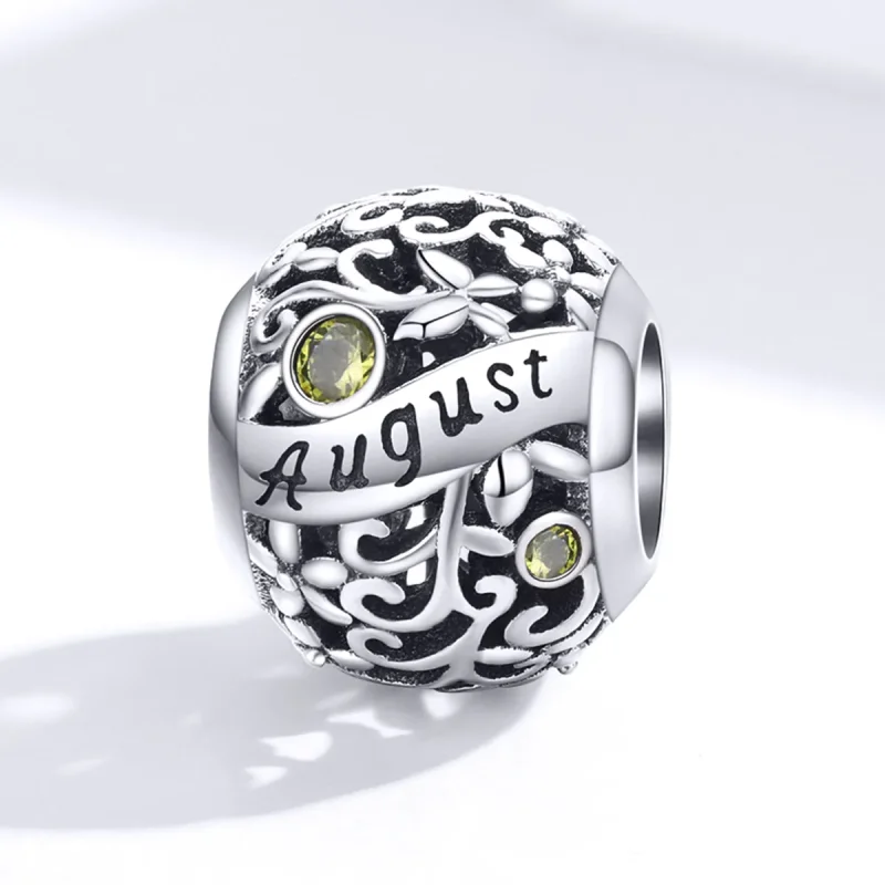 (slika za) Obesek iz srebrnega rojstnega kamna v slogu Pandora Avgust Peridot - SCC1385-8 - Ogled 4