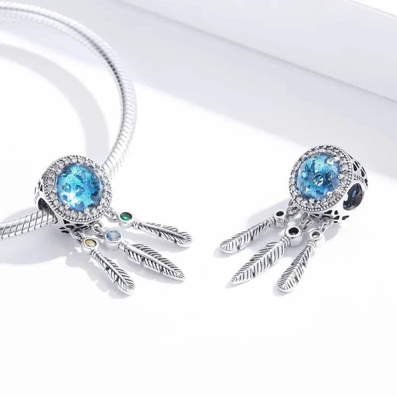 (slika za) Obesek lovilec sanj s srebrnim safirjem v stilu Pandora - SCC1384 - Ogled 2