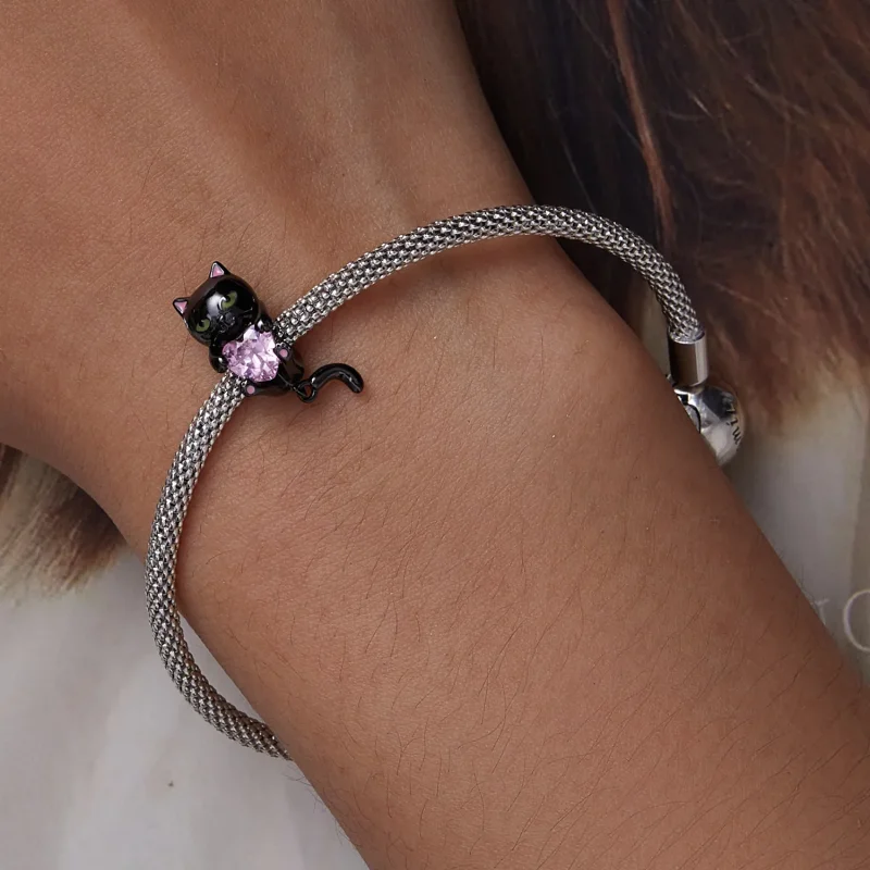 (slika za) Obesek Mala črna mačka v stilu Pandora - SCC2329 - Ogled 6