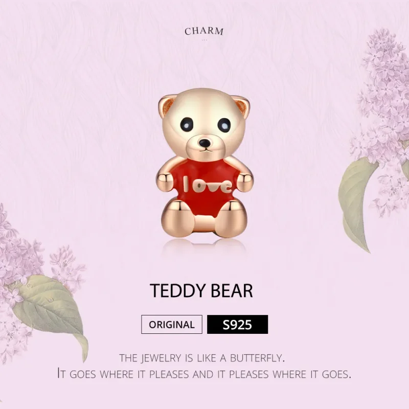 (slika za) Obesek medvedek iz rožnatega zlata v stilu Pandora - BSC228 - Ogled 6