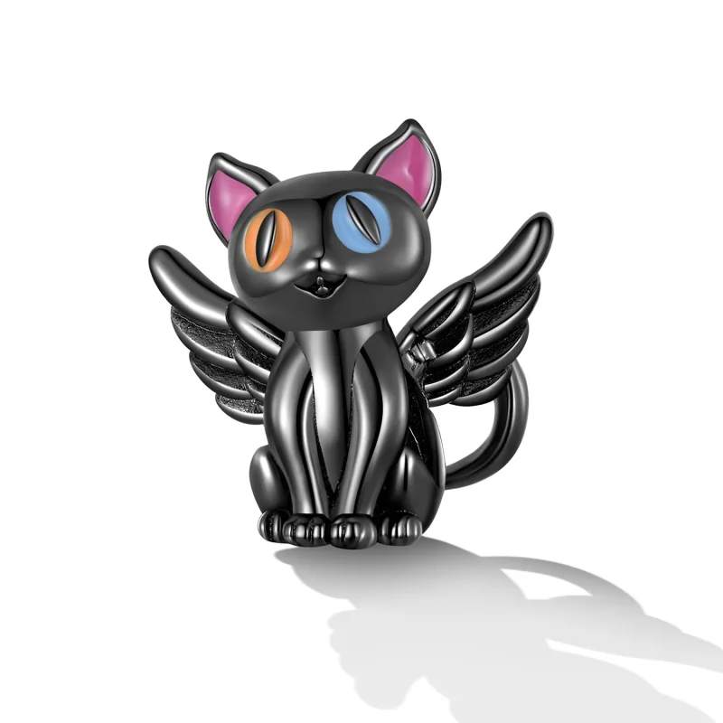 (slika za) Obesek Pandora Style Angel Cat - SCC2299-BK - Ogled 2