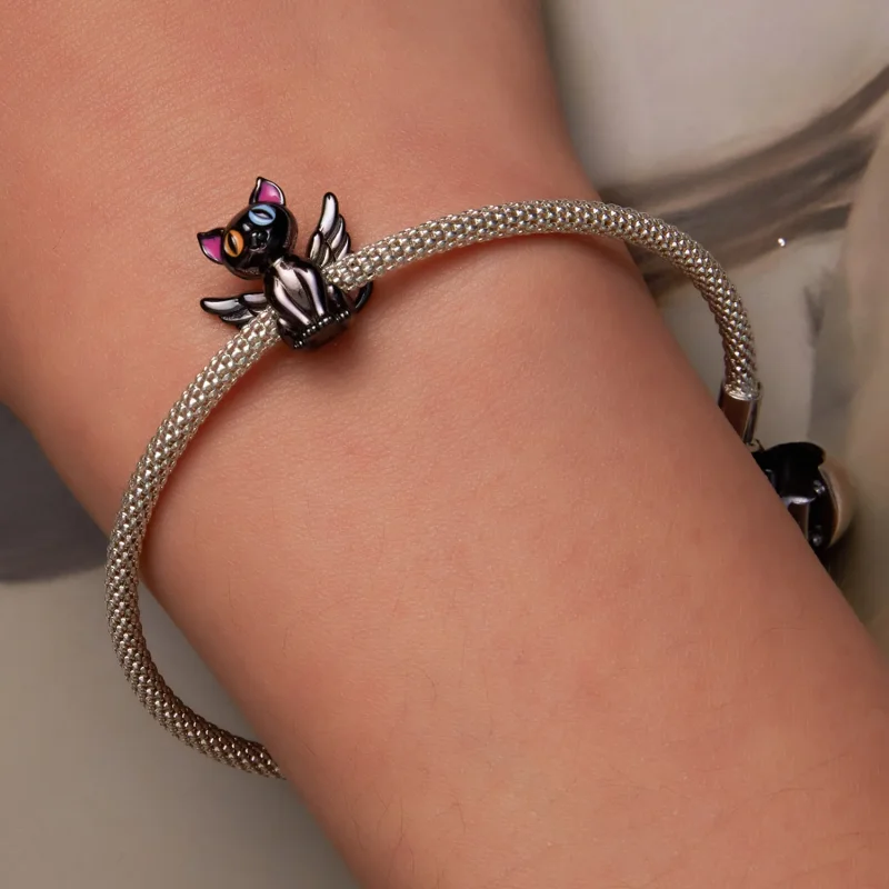 (slika za) Obesek Pandora Style Angel Cat - SCC2299-BK - Ogled 6