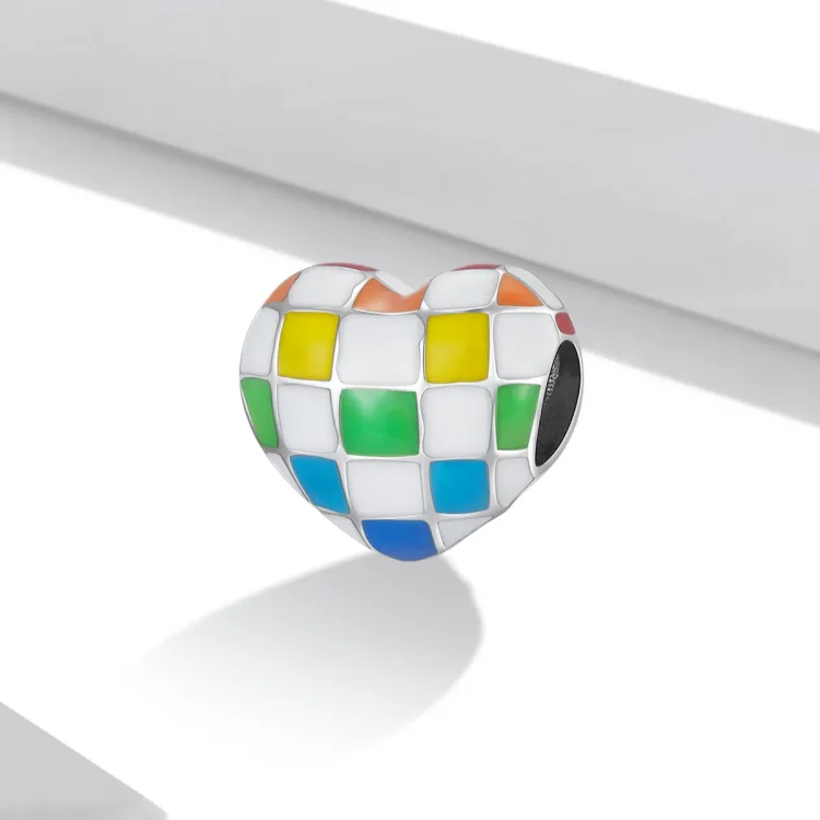Obesek Pandora Style Love Rainbow Checkerboard - SCC2131