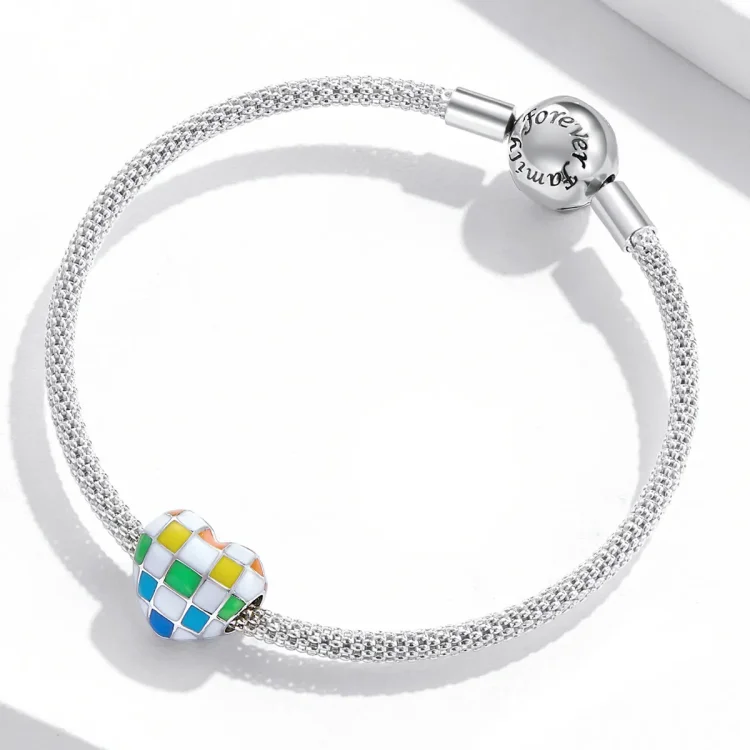 Obesek Pandora Style Love Rainbow Checkerboard - SCC2131