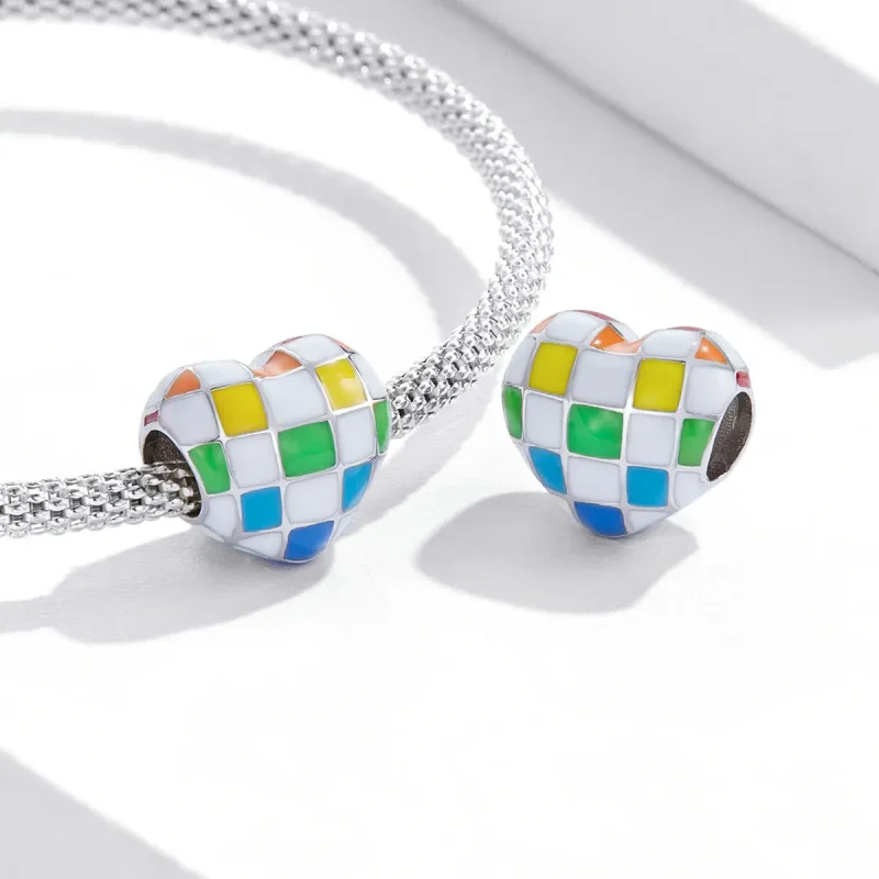 (slika za) Obesek Pandora Style Love Rainbow Checkerboard - SCC2131 - Ogled 4