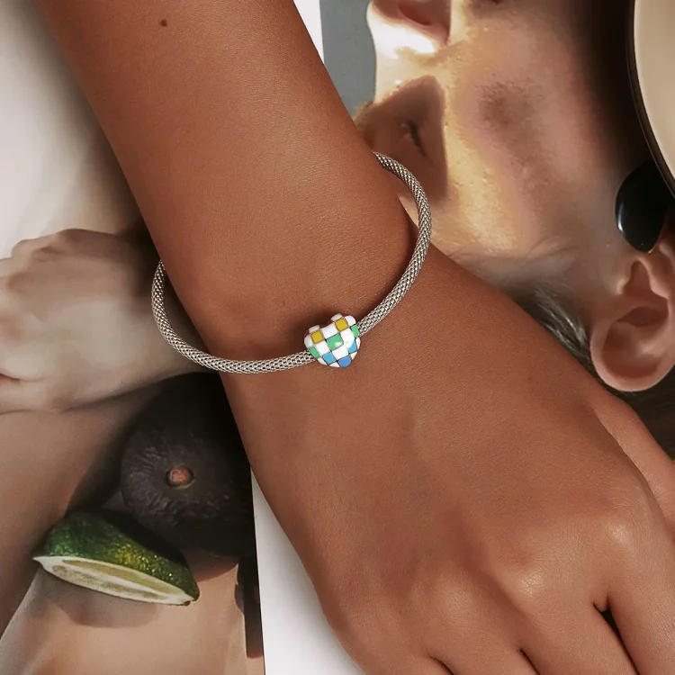 Obesek Pandora Style Love Rainbow Checkerboard - SCC2131