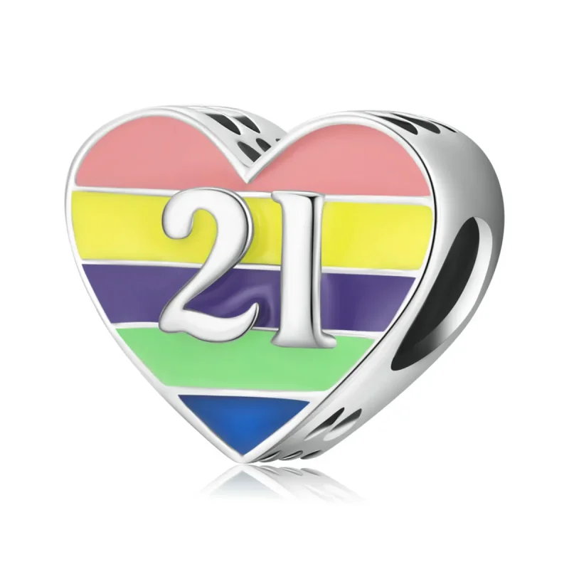(slika za) Obesek Pandora Style Rainbow Heart – BSC548 - Slika izdelka