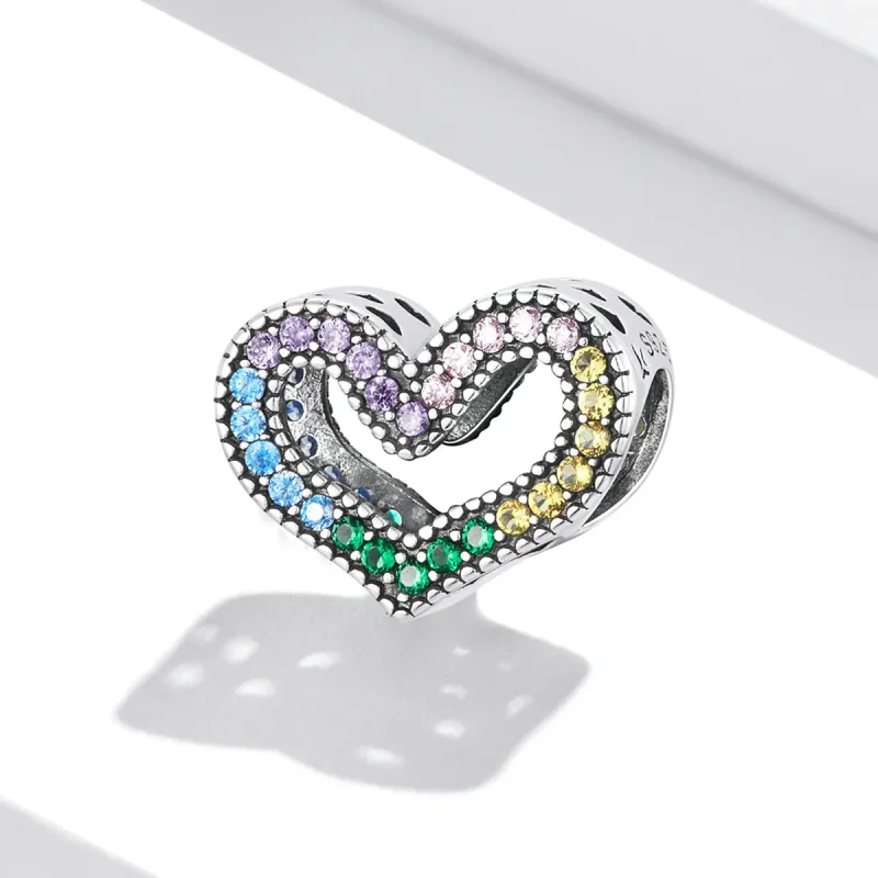 (slika za) Obesek Pandora Style Rainbow Heart – SCC2137 - Ogled 2