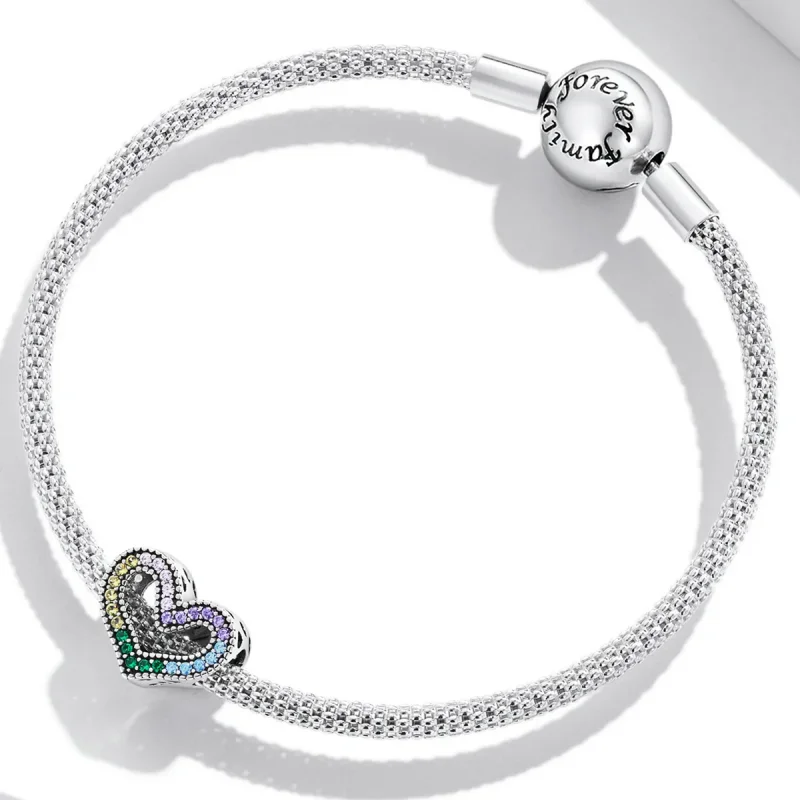 (slika za) Obesek Pandora Style Rainbow Heart – SCC2137 - Ogled 3