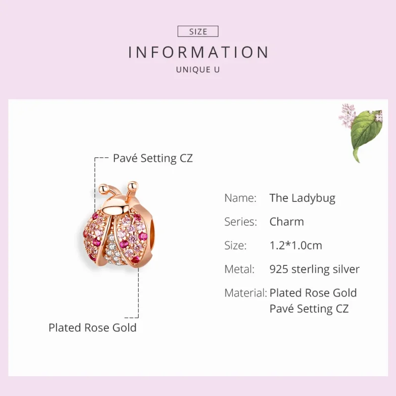 (slika za) Obesek Pikapolonica iz rožnatega zlata v stilu Pandora - SCC1120-C - Ogled 3