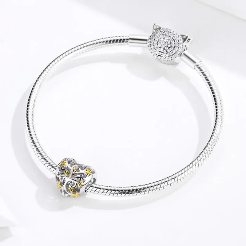 (slika za) Obesek s srebrnim in pozlačenim drevo življenja v stilu Pandora - SCC1249 - Ogled 3