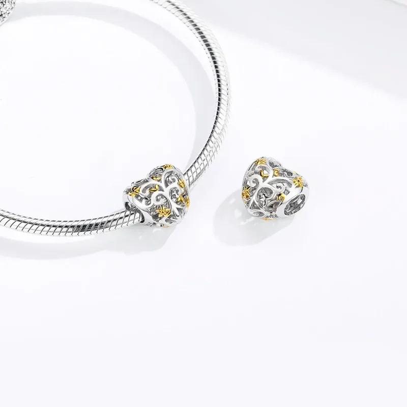 (slika za) Obesek s srebrnim in pozlačenim drevo življenja v stilu Pandora - SCC1249 - Ogled 4