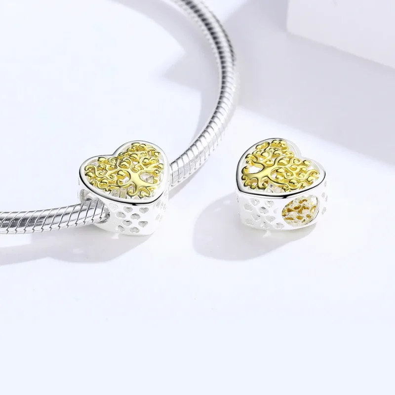 (slika za) Obesek s srebrnim in pozlačenim drevo življenja v stilu Pandora - SCC1264 - Ogled 4