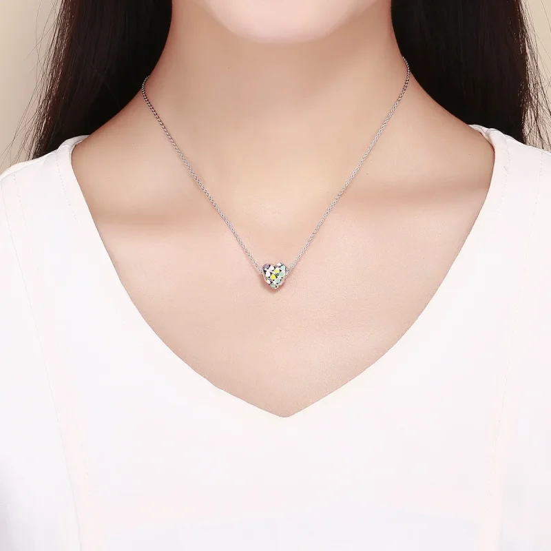 (slika za) Obesek s srebrnim mavričnim srcem v stilu Pandora - SCC902 - Ogled 5