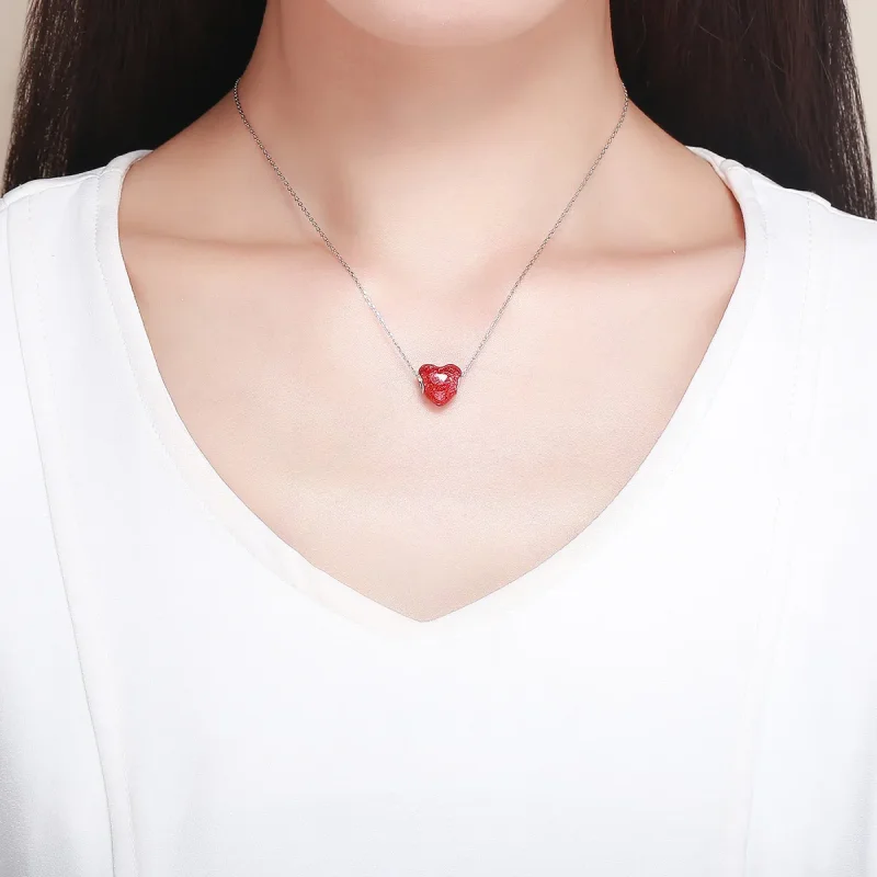 (slika za) Obesek s srebrnim srcem v obliki vrtnice Pandora - SCC1064 - Ogled 5