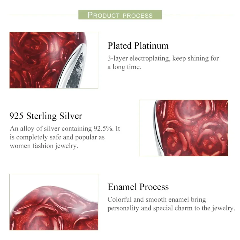 (slika za) Obesek s srebrnim srcem v obliki vrtnice Pandora - SCC1064 - Ogled 6