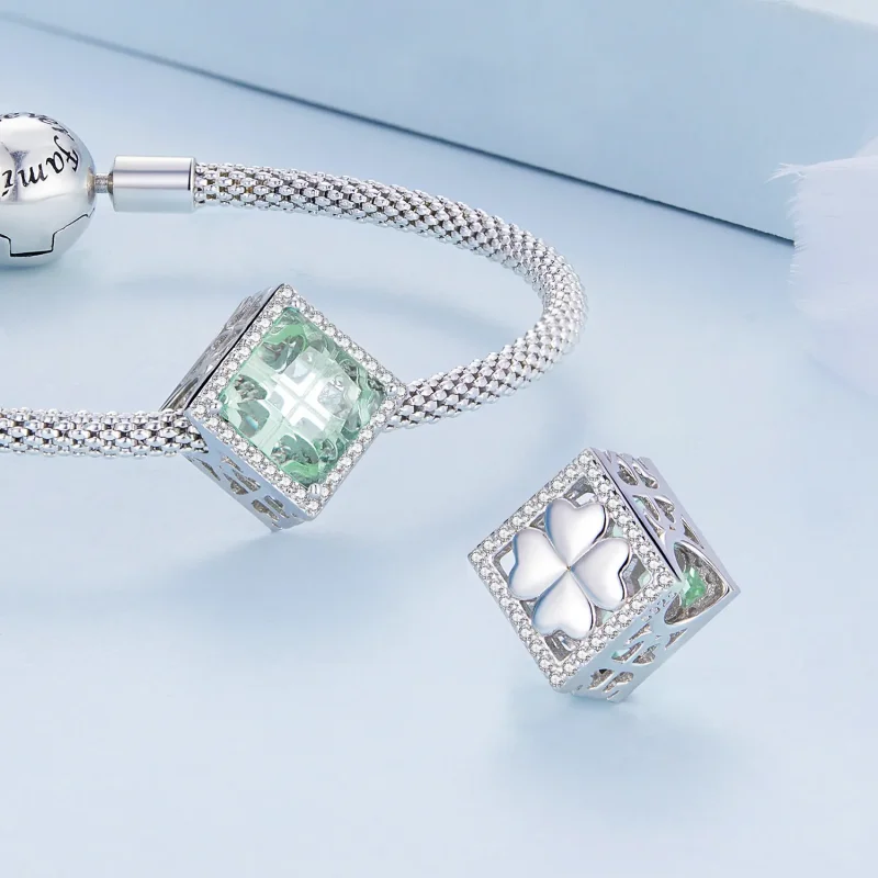 (slika za) Obesek s štiriperesno deteljico v stilu Pandora - BSC667 - Ogled 5