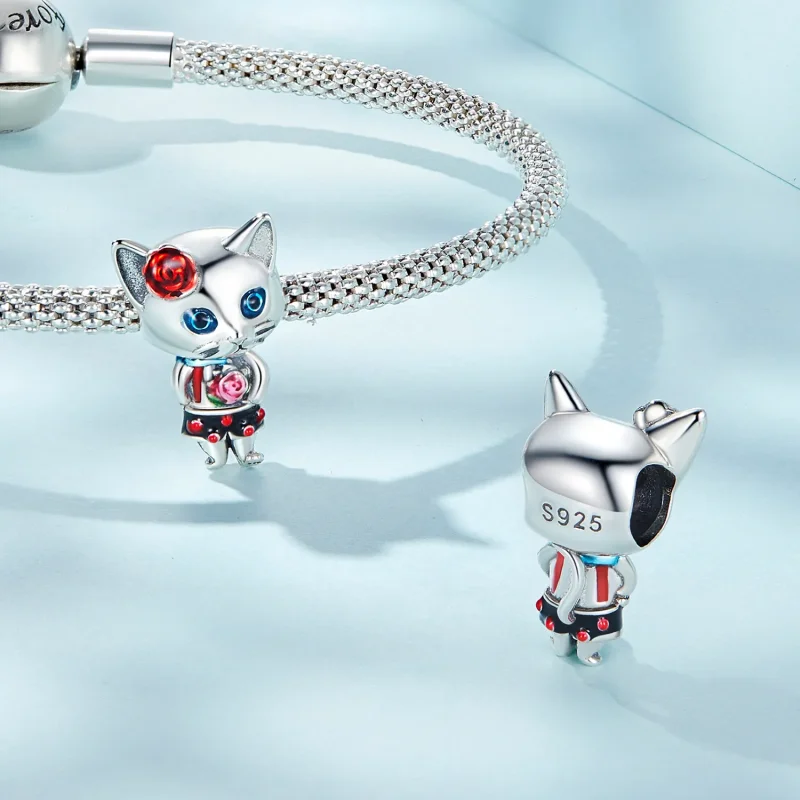 (slika za) Obesek s čudno mačko v stilu Pandora - SCC2377 - Ogled 4