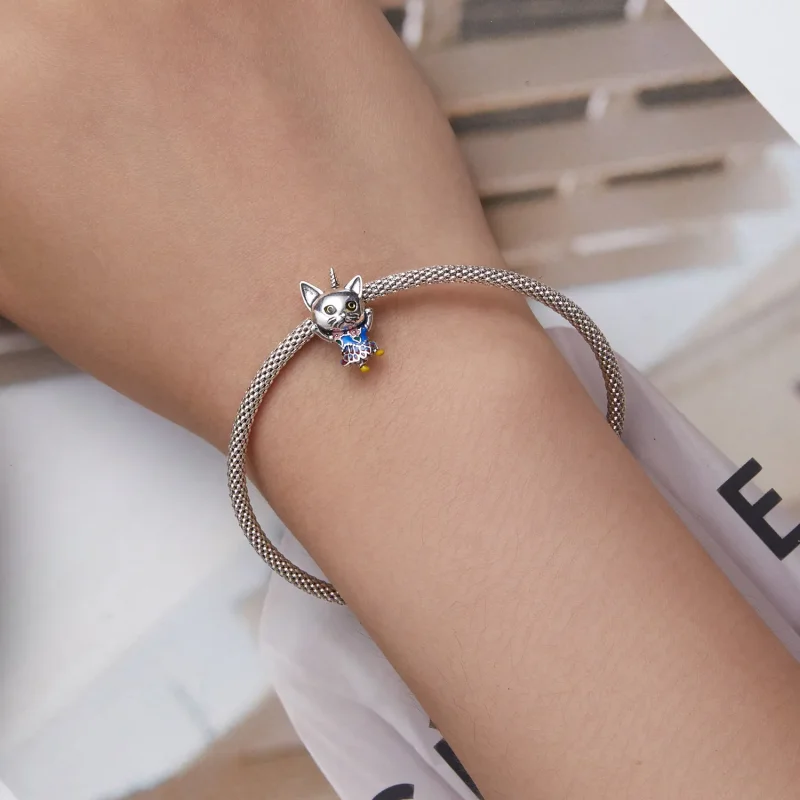 (slika za) Obesek s čudno mačko v stilu Pandora - SCC2378 - Ogled 5