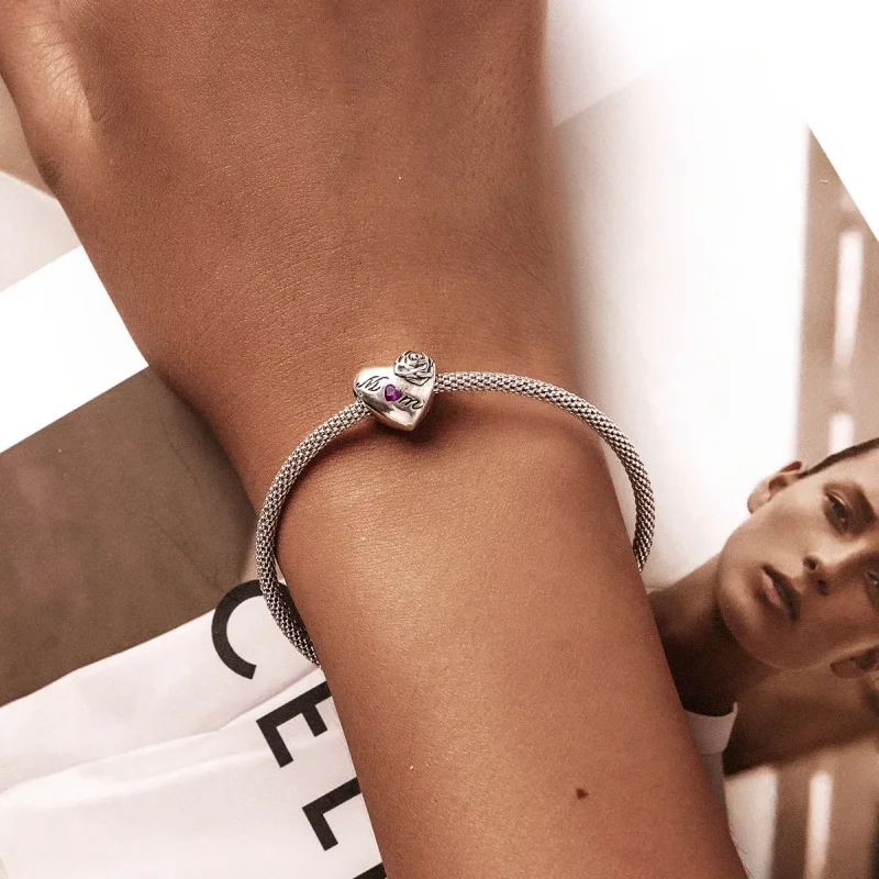 (slika za) Obesek v obliki srca v obliki vrtnice Pandora - SCC2072 - Ogled 5